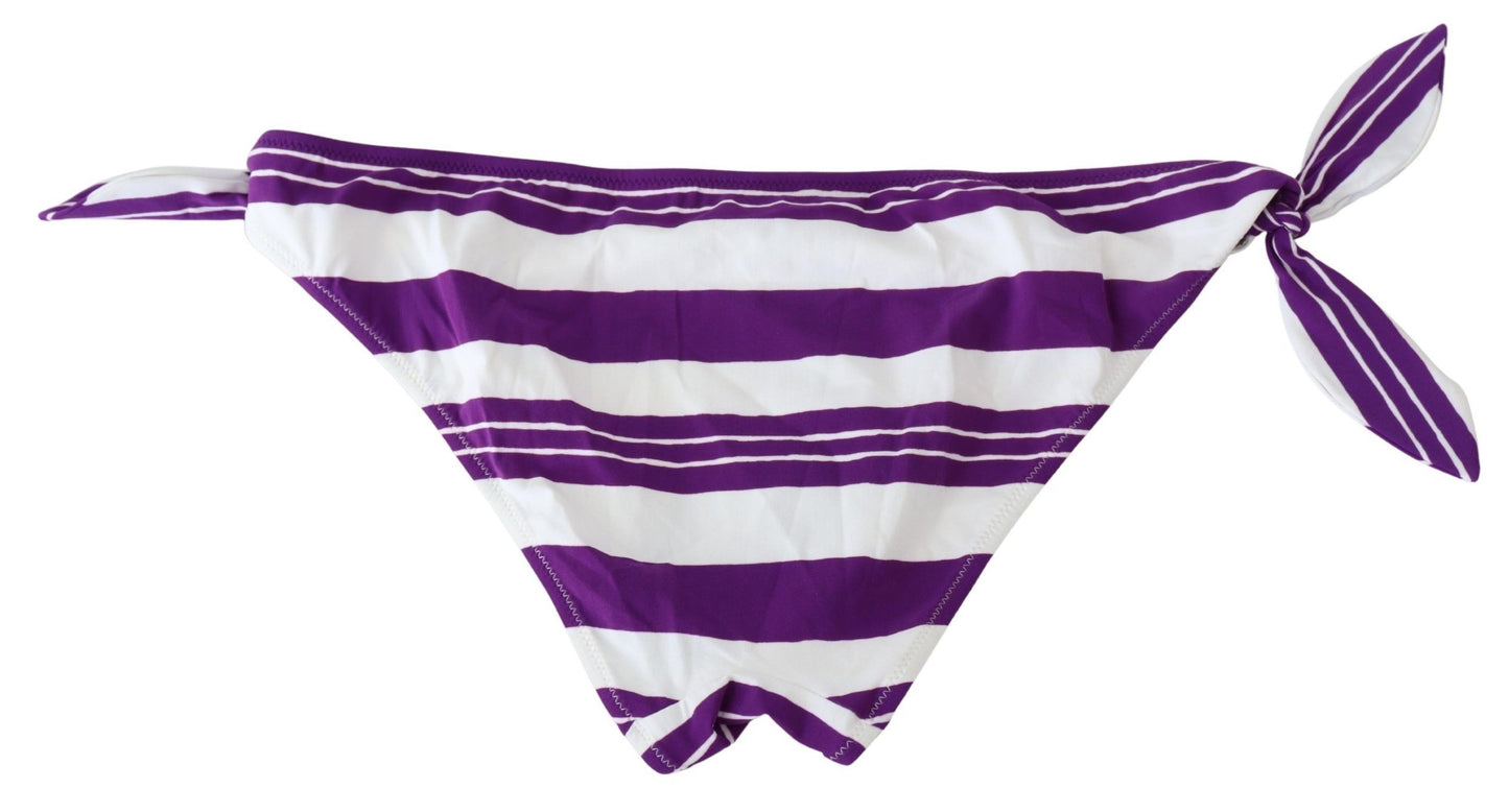 Dolce & Gabbana – Lila-weiß gestreiftes Beachwear-Bikinioberteil