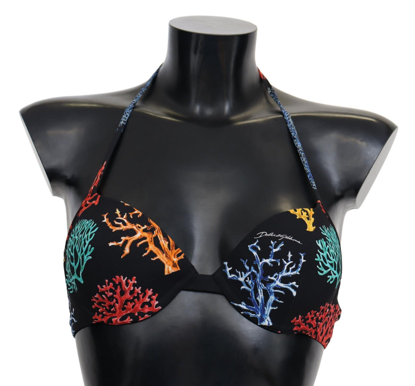 Dolce & Gabbana – Schwarzes Korallen-Print – Damen-Strandmode-Bikinioberteile