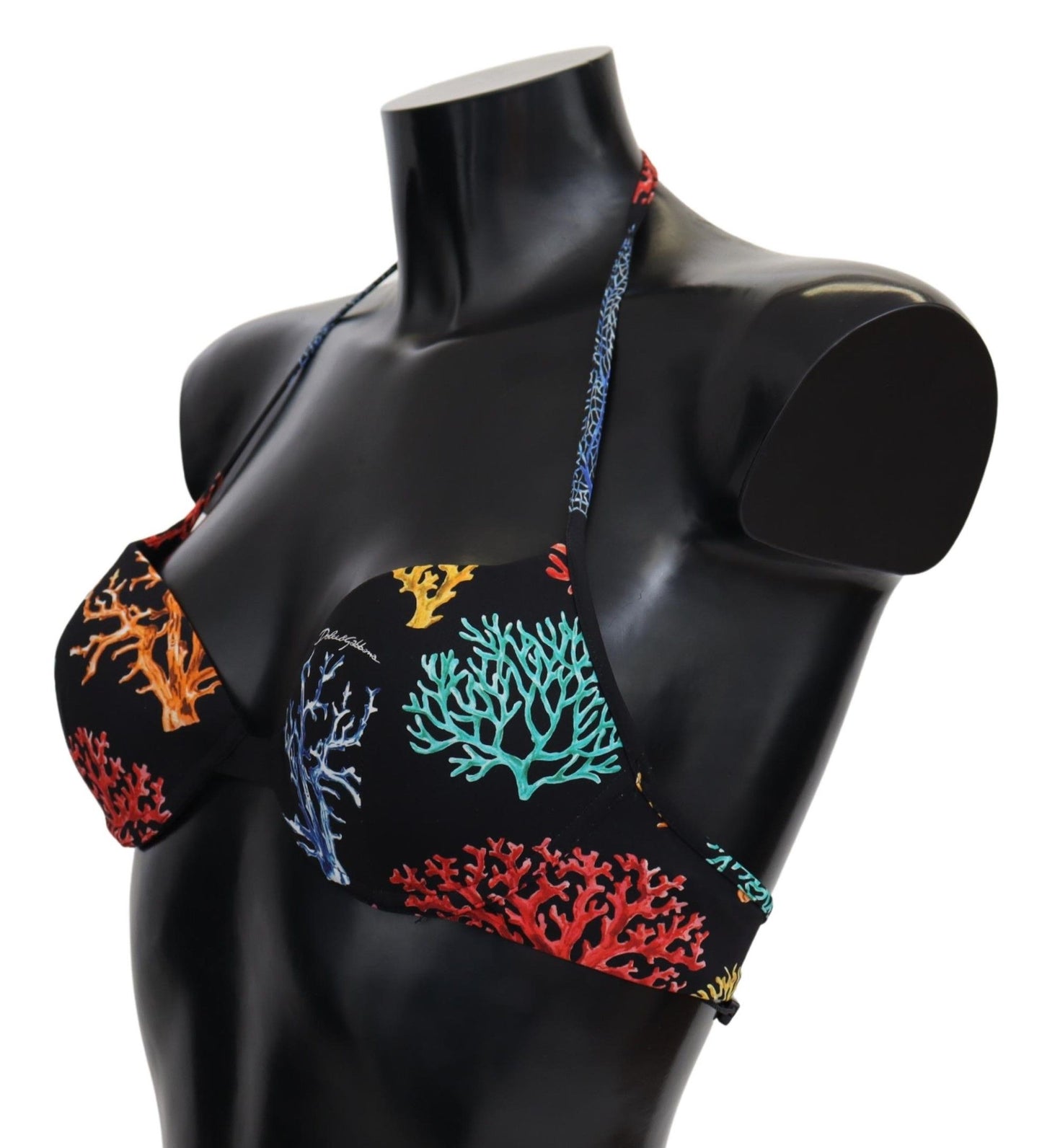 Dolce & Gabbana – Schwarzes Korallen-Print – Damen-Strandmode-Bikinioberteile