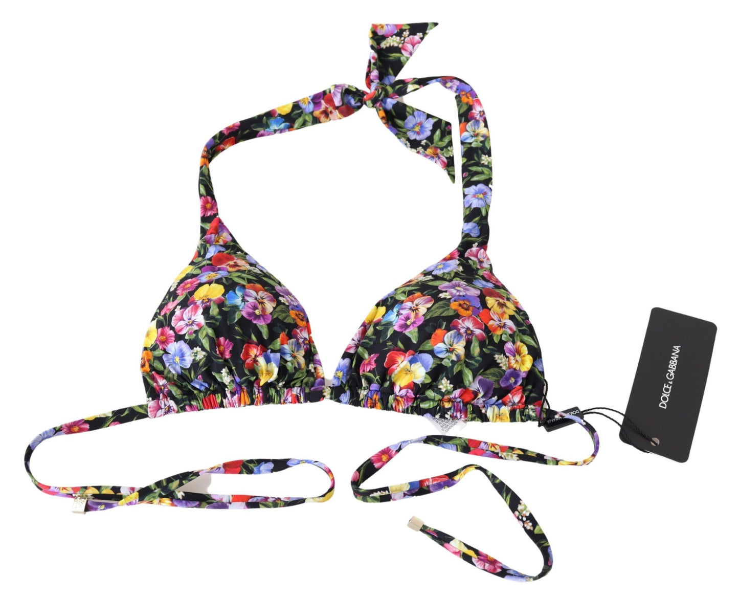 Dolce & Gabbana Schwarzer Badeanzug mit Blumendruck, Strandmode, Bikinioberteile