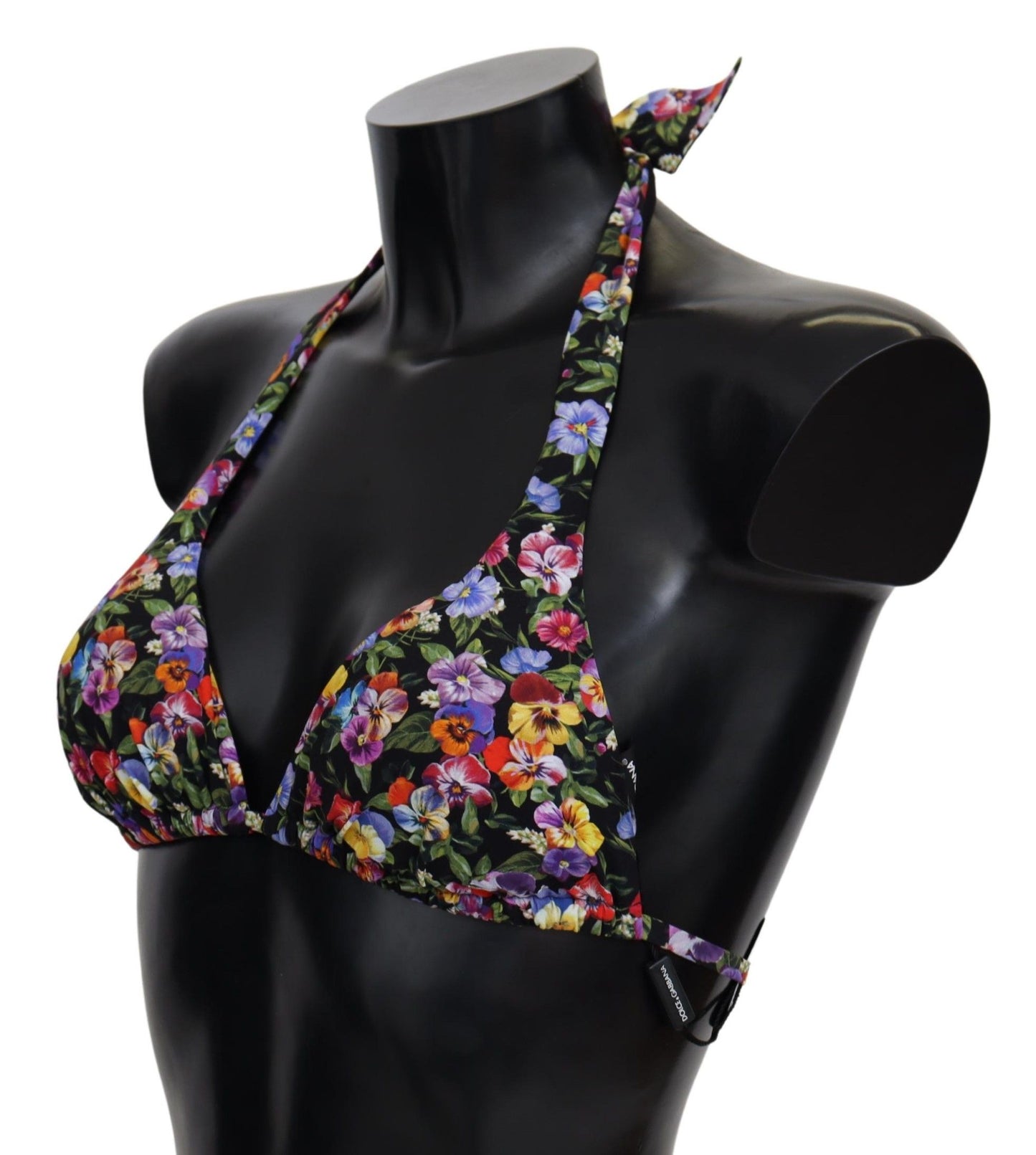 Dolce & Gabbana Schwarzer Badeanzug mit Blumendruck, Strandmode, Bikinioberteile