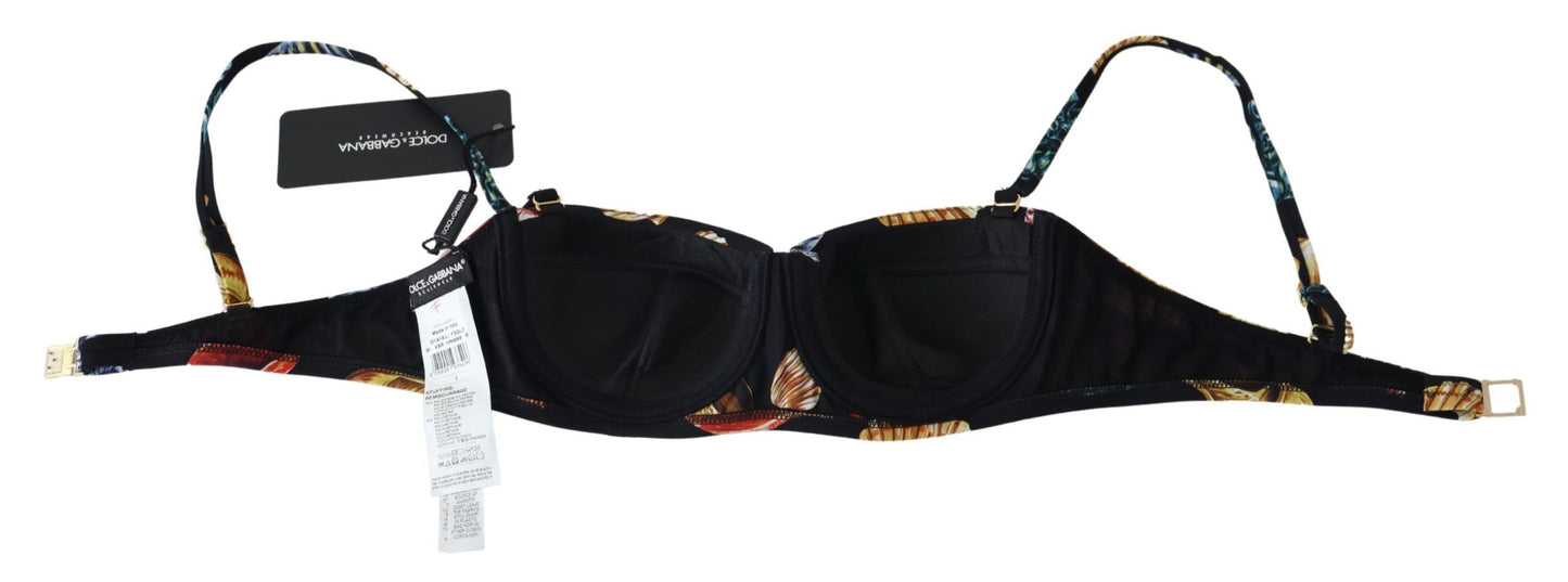 Dolce & Gabbana – Schwarze Bikinioberteile mit Muschel-Print für Damen
