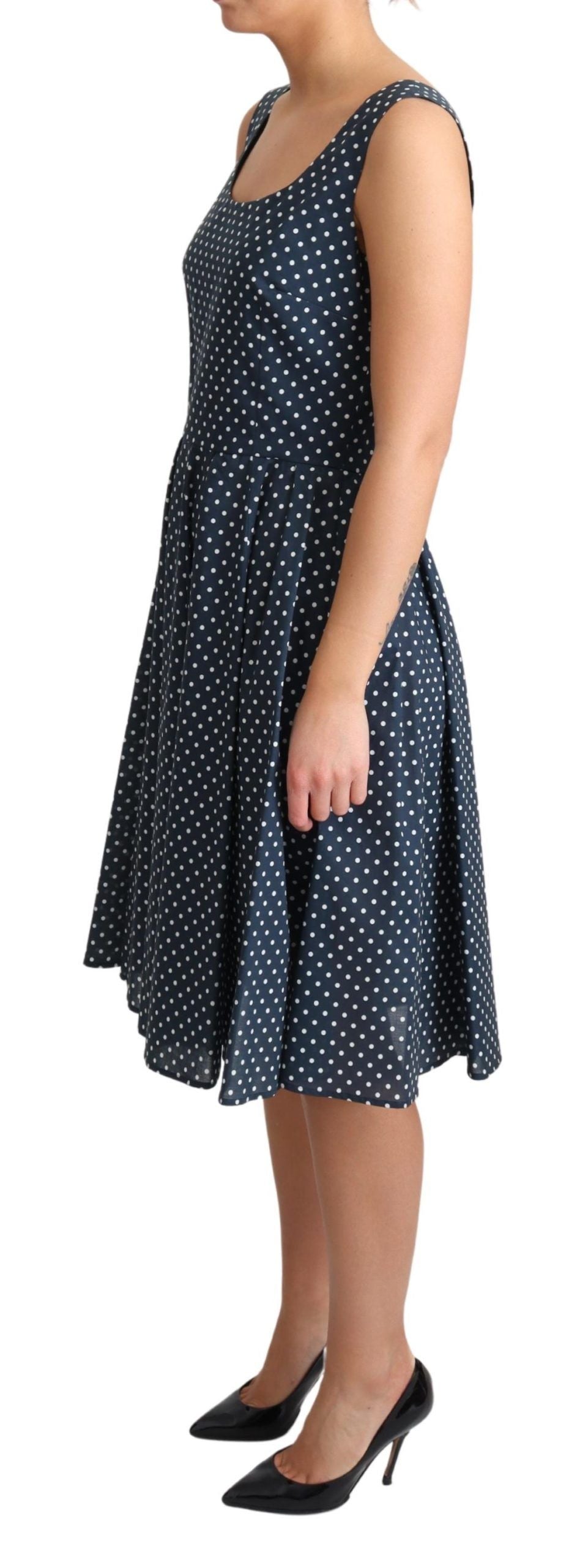 Dolce & Gabbana – Blau gepunktetes A-Linien-Kleid aus Baumwolle