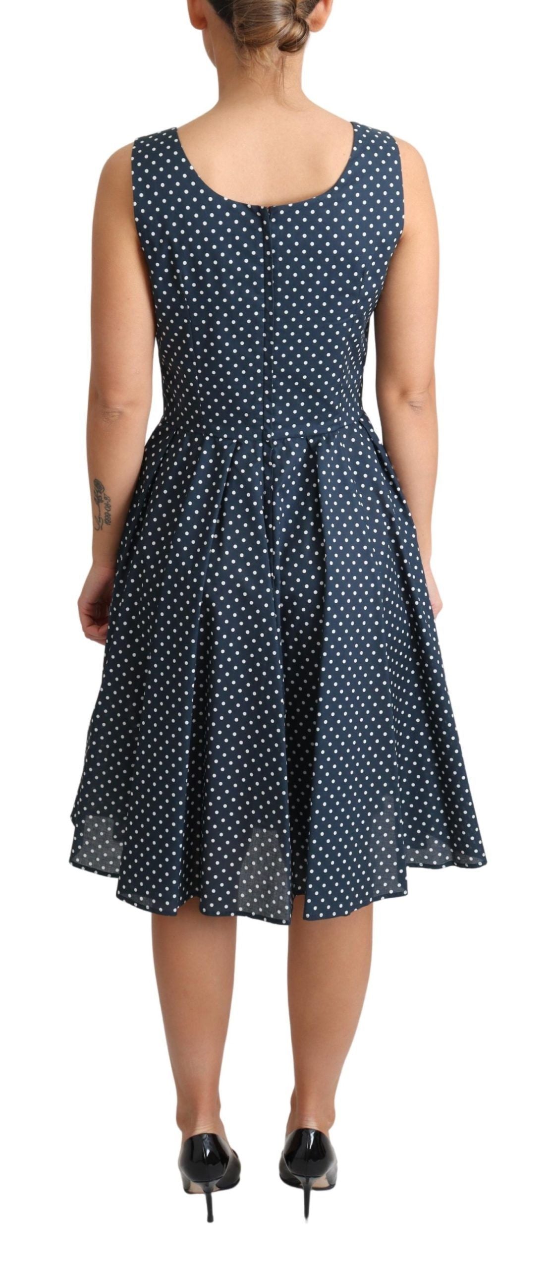 Dolce & Gabbana – Blau gepunktetes A-Linien-Kleid aus Baumwolle