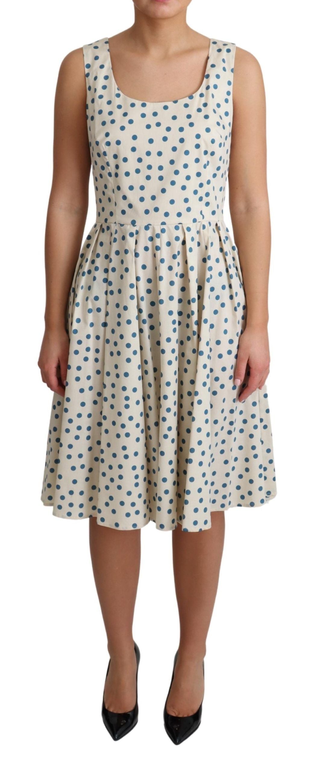 Dolce & Gabbana Beige gepunktetes A-Linien-Kleid aus Baumwolle