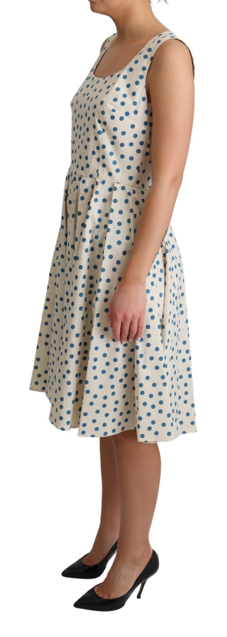 Dolce & Gabbana Beige gepunktetes A-Linien-Kleid aus Baumwolle