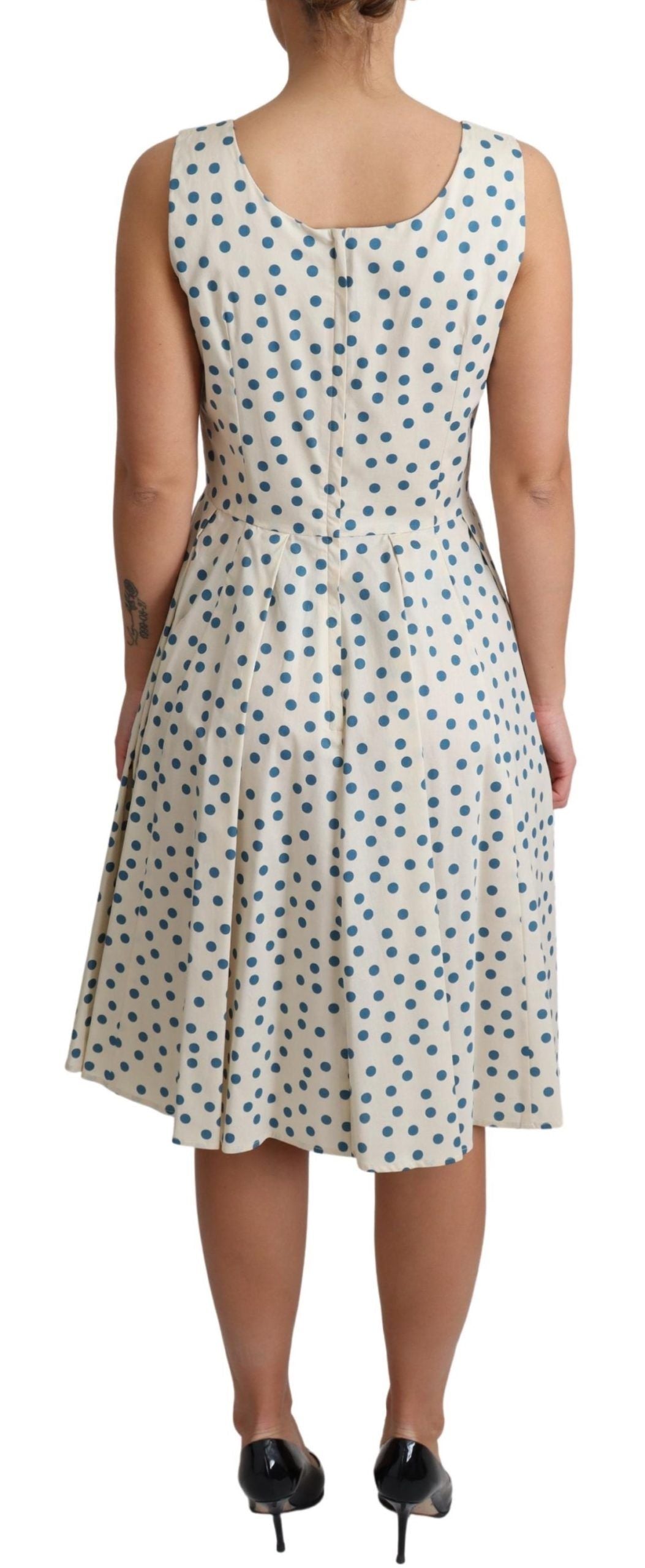 Dolce & Gabbana Beige gepunktetes A-Linien-Kleid aus Baumwolle