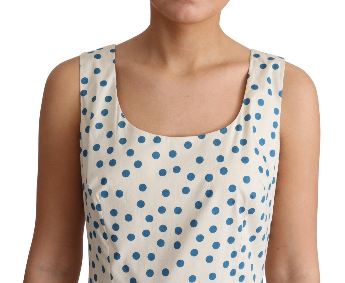 Dolce & Gabbana Beige gepunktetes A-Linien-Kleid aus Baumwolle