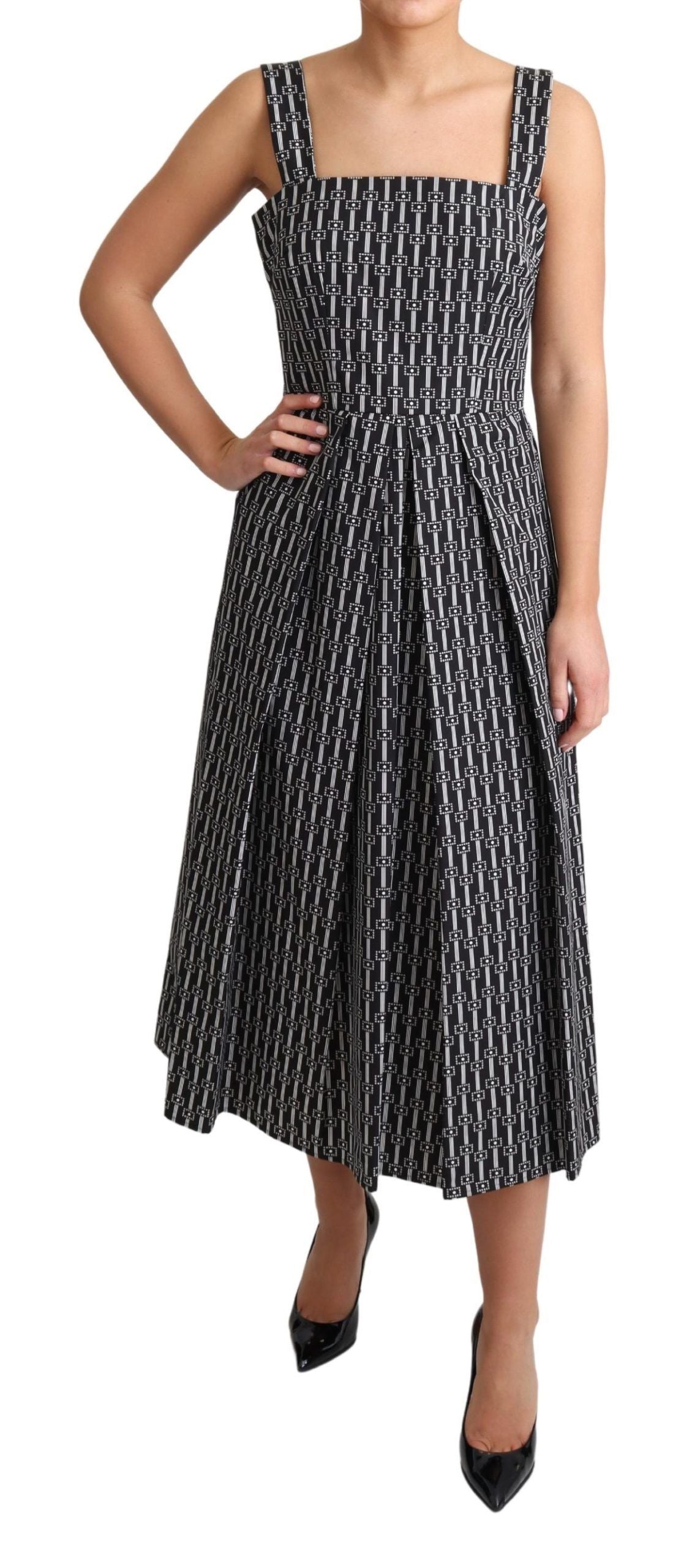 Dolce & Gabbana – A-Linien-Kleid aus Baumwolle mit Schwarz-Weiß-Muster