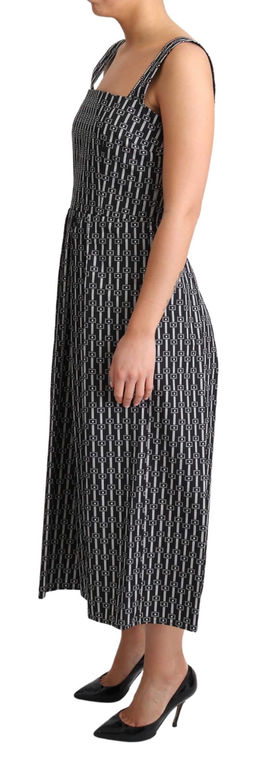 Dolce & Gabbana – A-Linien-Kleid aus Baumwolle mit Schwarz-Weiß-Muster
