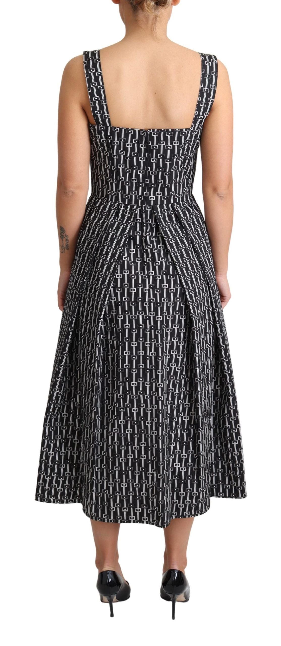 Dolce & Gabbana – A-Linien-Kleid aus Baumwolle mit Schwarz-Weiß-Muster