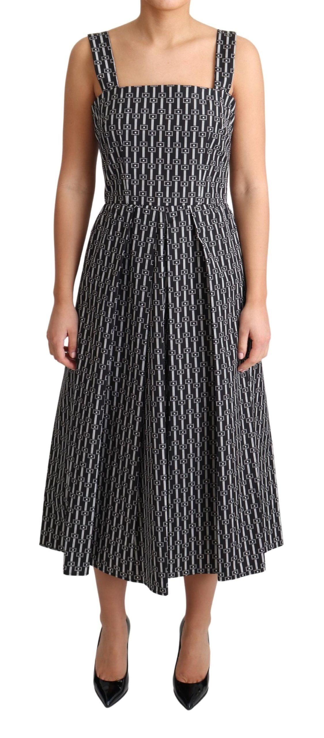 Dolce & Gabbana – A-Linien-Kleid aus Baumwolle mit Schwarz-Weiß-Muster
