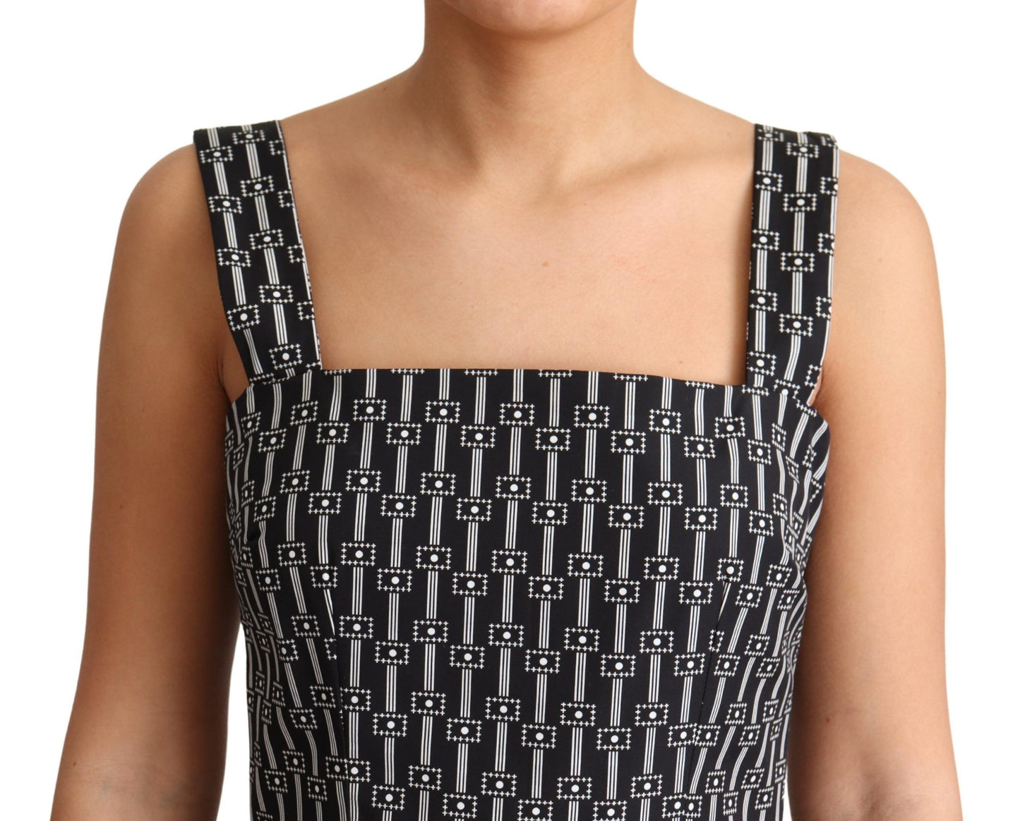 Dolce & Gabbana – A-Linien-Kleid aus Baumwolle mit Schwarz-Weiß-Muster