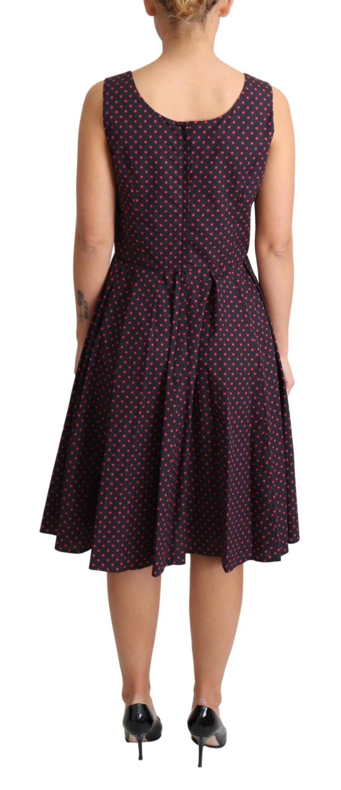 Dolce & Gabbana – Rot-blaues A-Linien-Kleid aus gepunkteter Baumwolle
