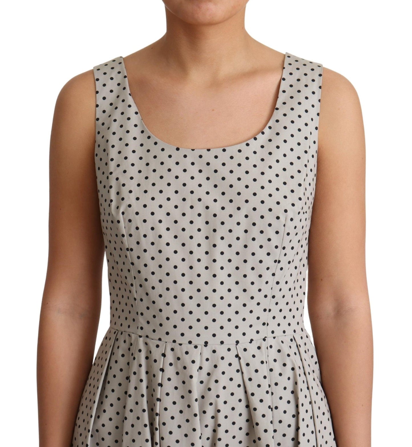 Dolce & Gabbana Beige gepunktetes A-Linien-Kleid aus Baumwolle
