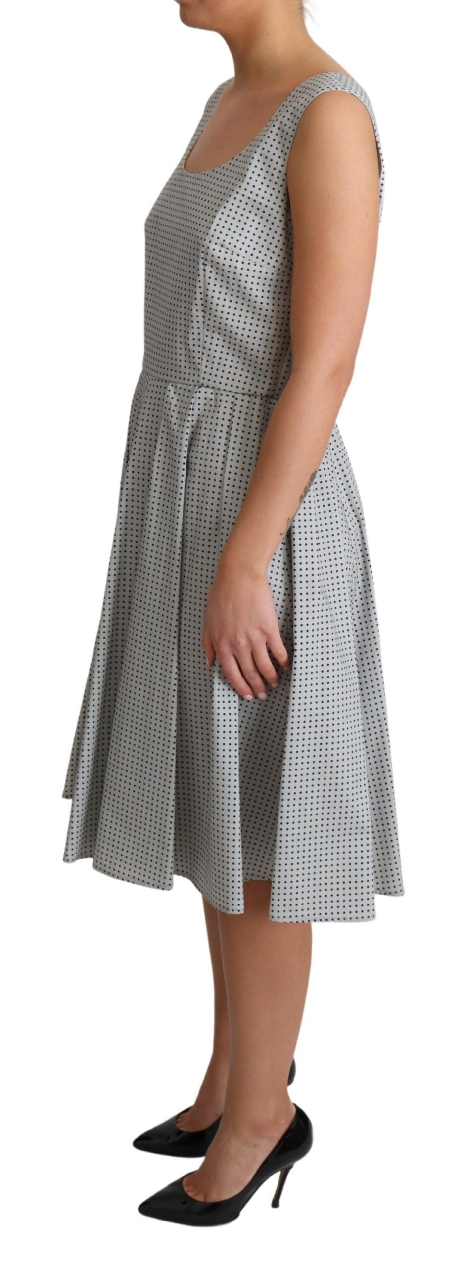 Dolce & Gabbana Graues A-Linien-Kleid aus gepunkteter Baumwolle