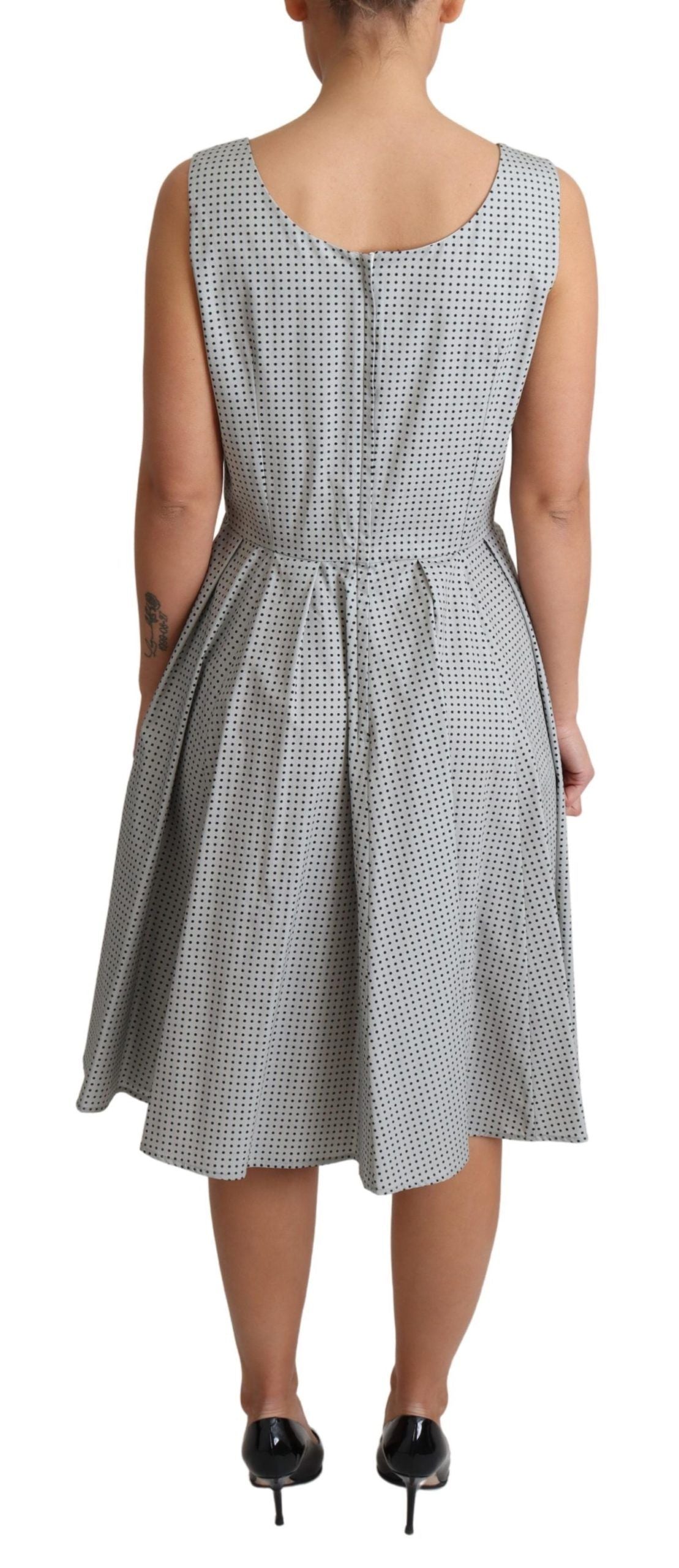 Dolce & Gabbana Graues A-Linien-Kleid aus gepunkteter Baumwolle