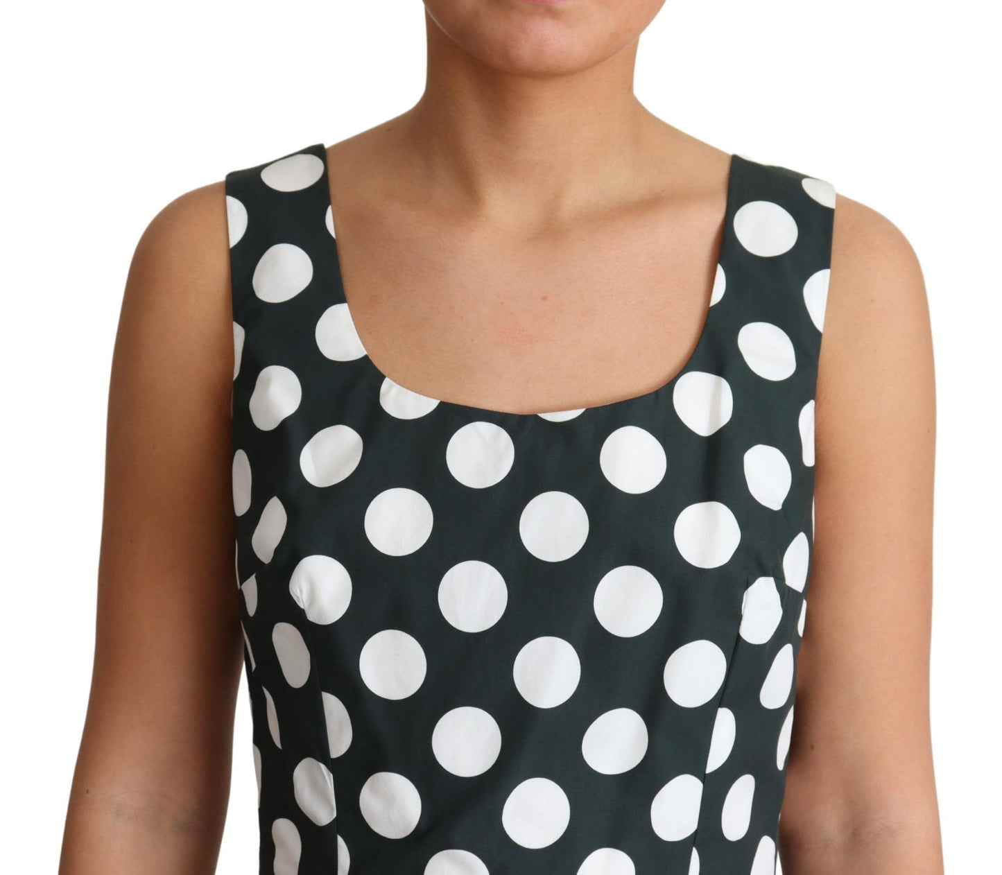 Dolce & Gabbana Grünes A-Linien-Kleid aus gepunkteter Baumwolle