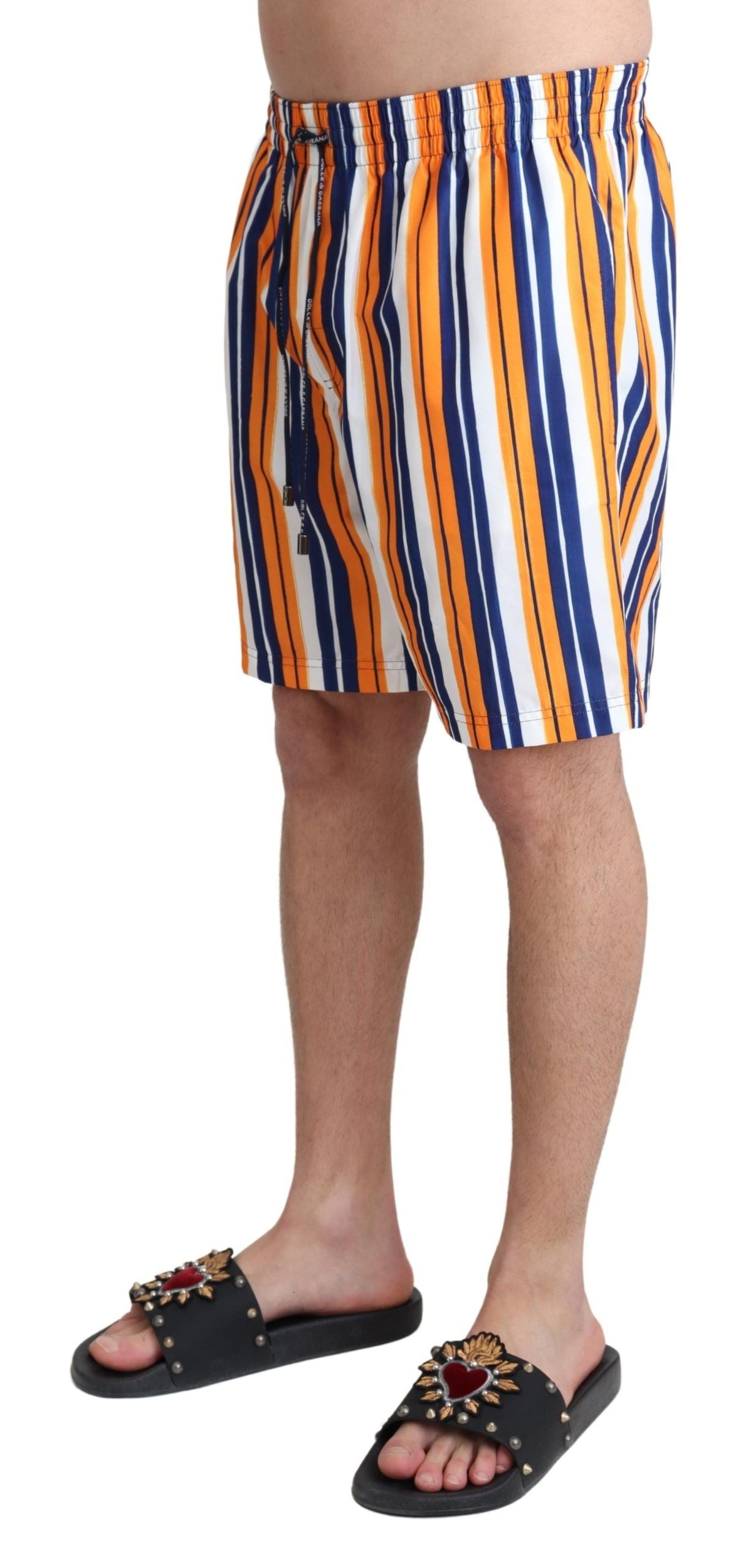 Dolce & Gabbana Multicolor Striped Beachwear Swim Shorts