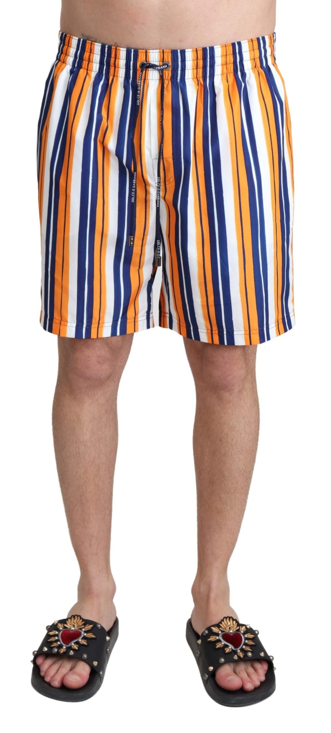 Dolce & Gabbana Multicolor Striped Beachwear Swim Shorts
