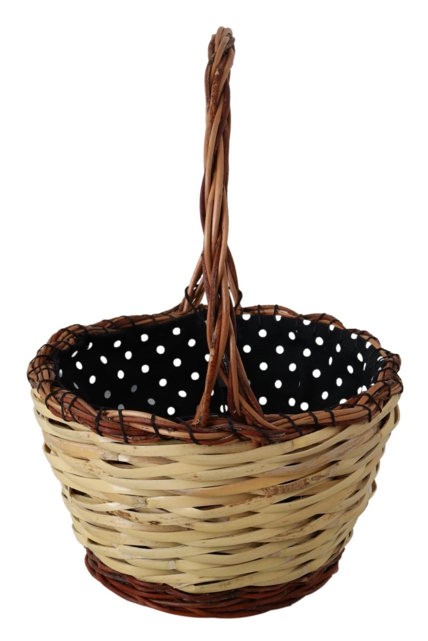 Dolce & Gabbana – Beigefarbene Einkaufstasche aus geflochtenem Rattankorb aus Holz