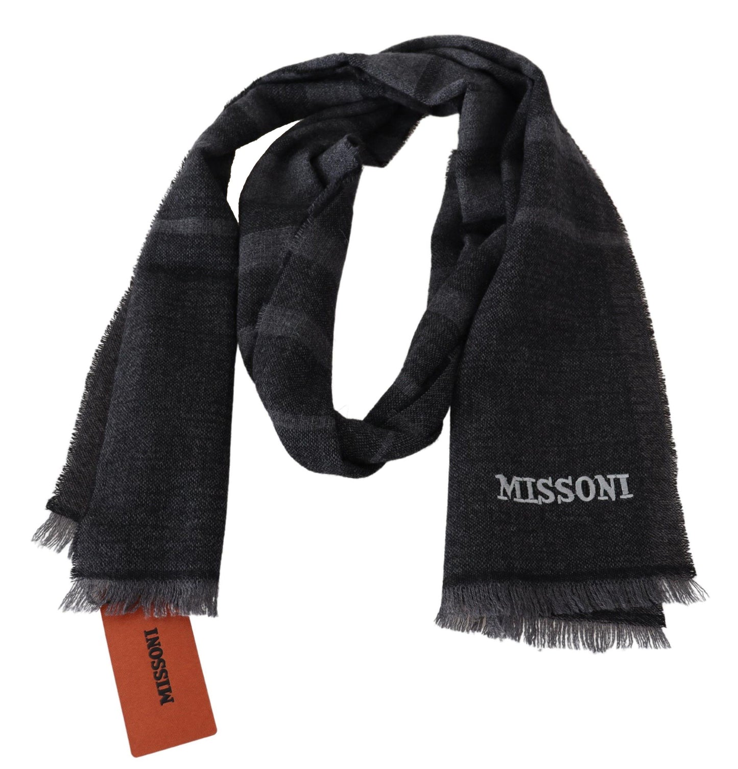 Missoni – Schwarz gestreifter Unisex-Halswickelschal aus Wolle