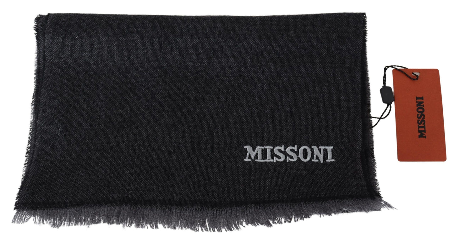 Missoni – Schwarz gestreifter Unisex-Halswickelschal aus Wolle