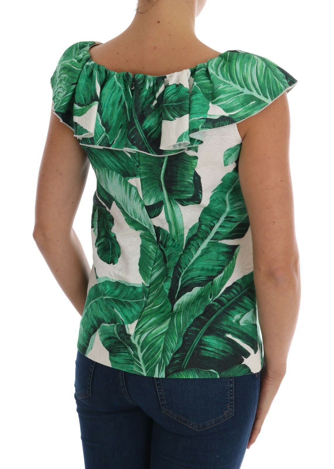 Dolce & Gabbana – Blusen-T-Shirt mit Ananas- und Bananen-Paillettenmuster