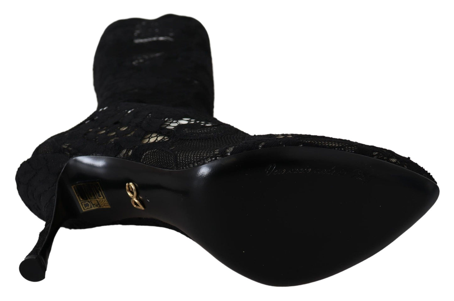 Dolce & Gabbana Schwarze Taormina Spitzensocken Stiefel Schuhe Pumps