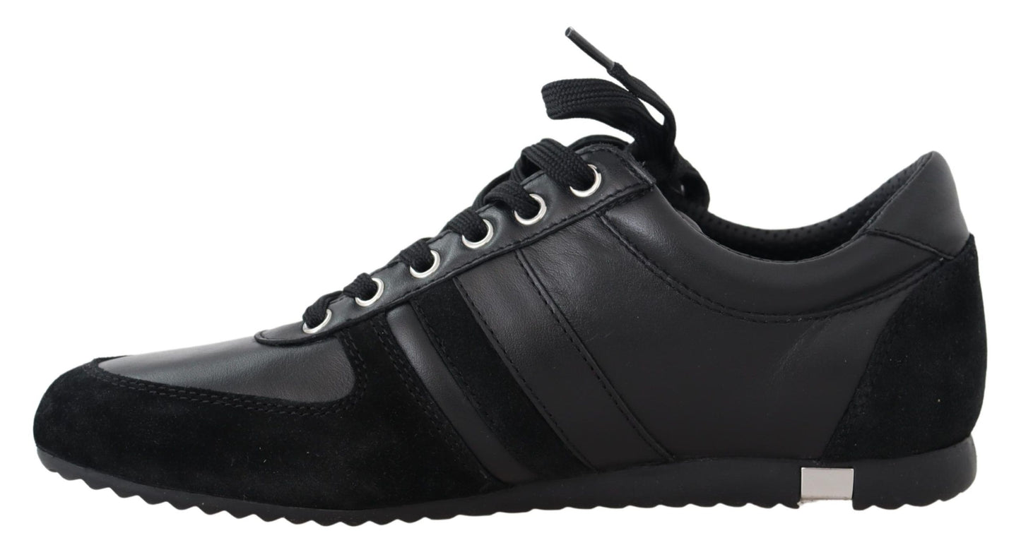 Dolce & Gabbana – Schwarze, lässige Sneakers aus Leder mit Logo