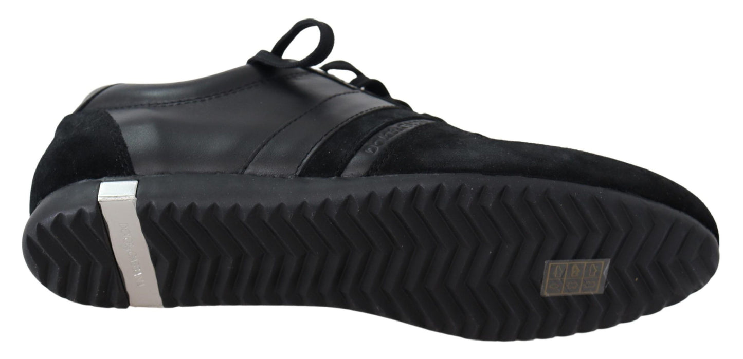 Dolce & Gabbana – Schwarze, lässige Sneakers aus Leder mit Logo