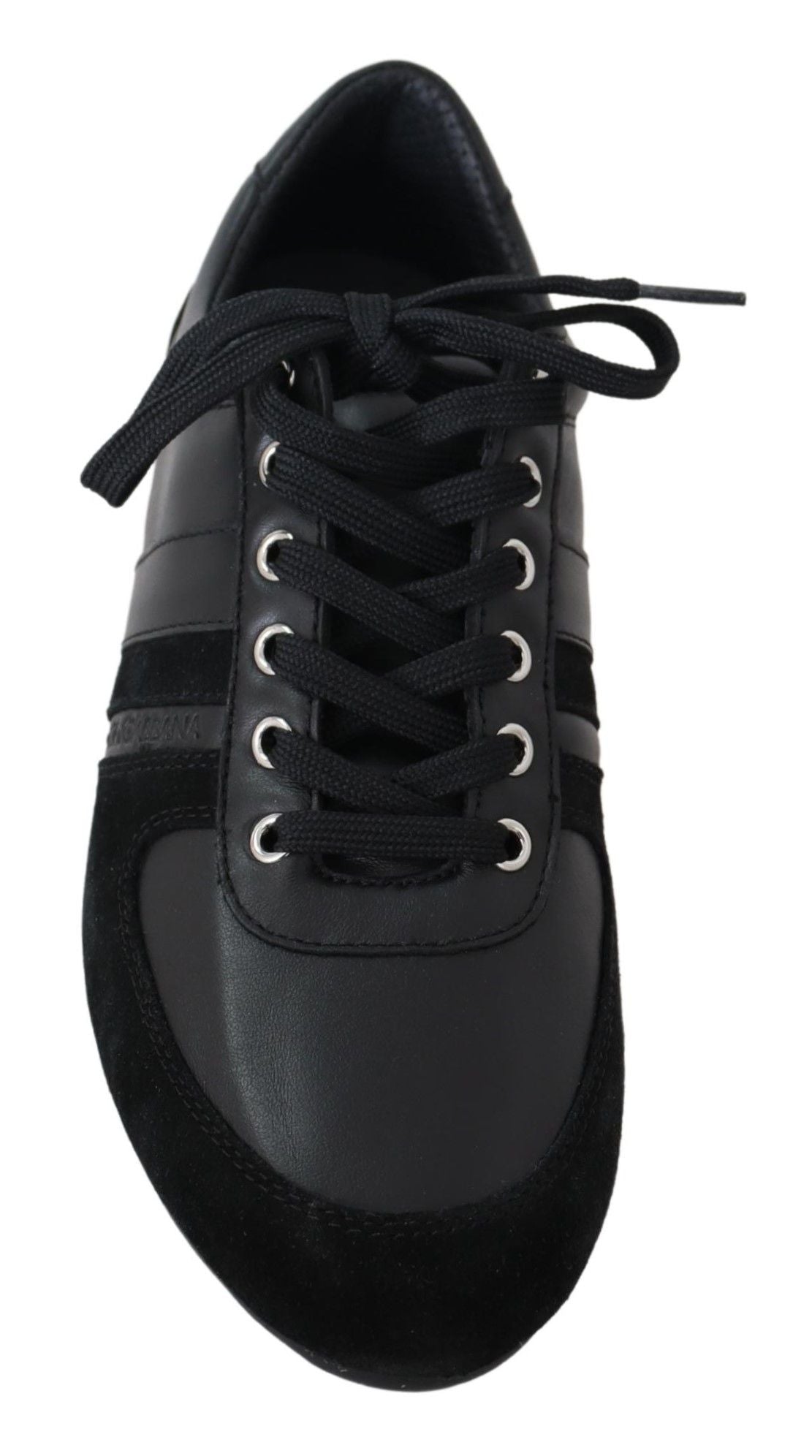 Dolce & Gabbana – Schwarze, lässige Sneakers aus Leder mit Logo