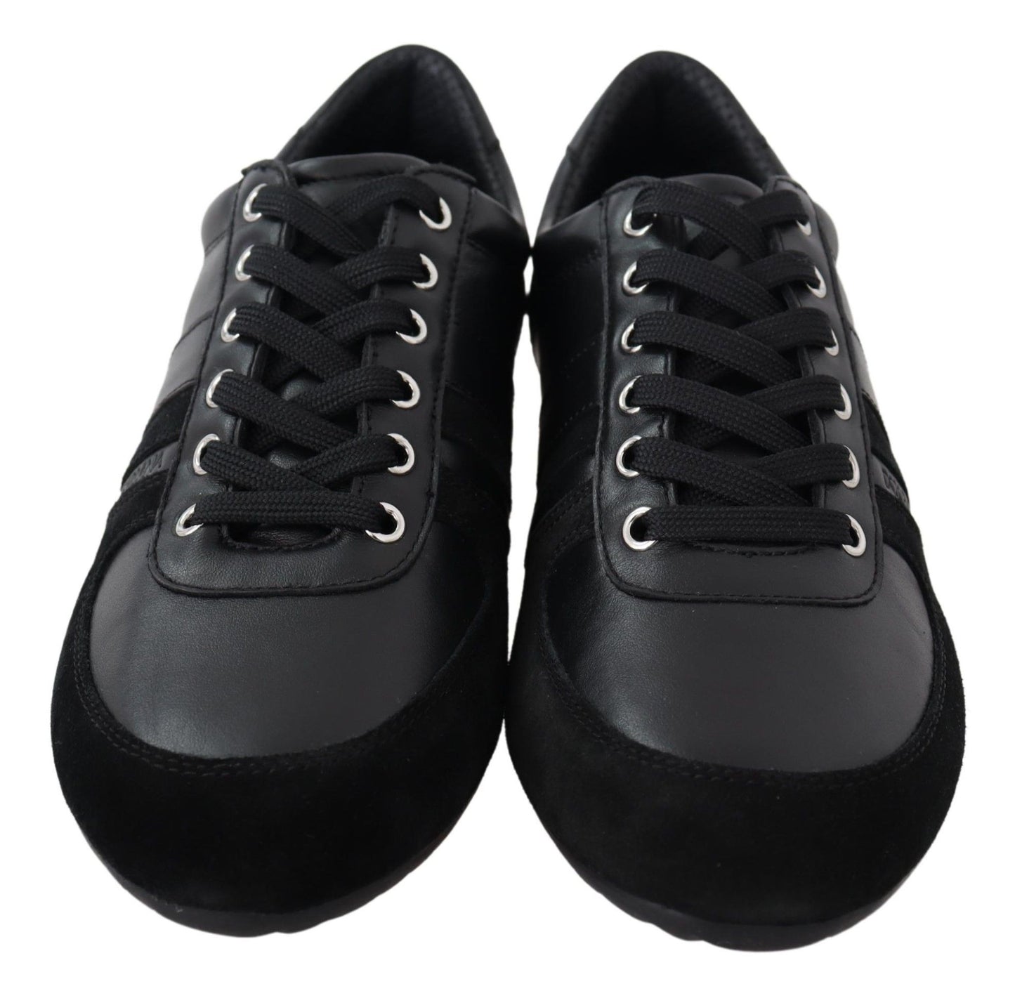 Dolce & Gabbana – Schwarze, lässige Sneakers aus Leder mit Logo