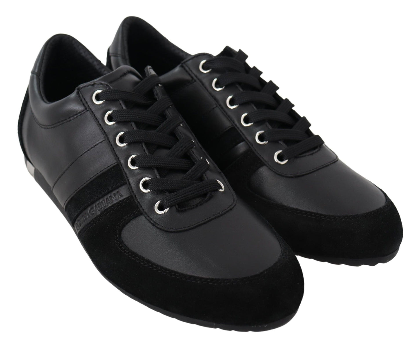 Dolce & Gabbana – Schwarze, lässige Sneakers aus Leder mit Logo