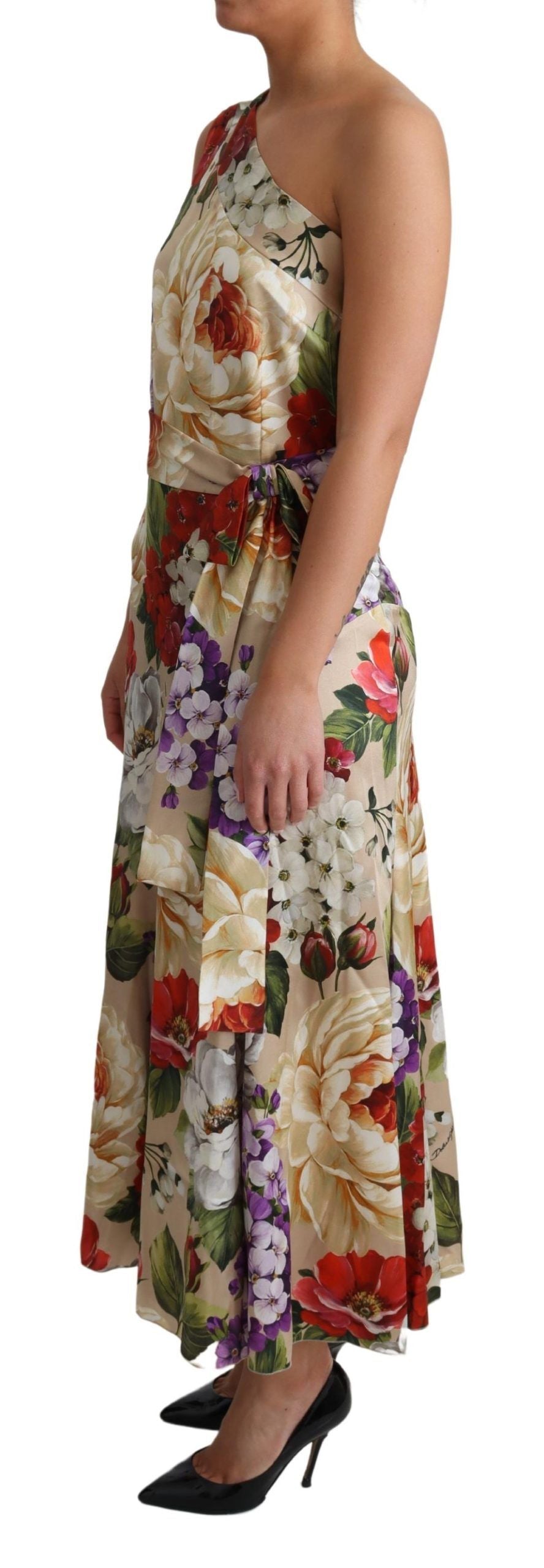 Dolce & Gabbana Print Seidenstretch One-Shoulder-Kleid mit Blumenmuster