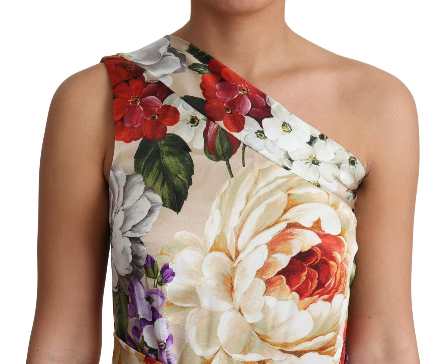 Dolce & Gabbana Print Seidenstretch One-Shoulder-Kleid mit Blumenmuster