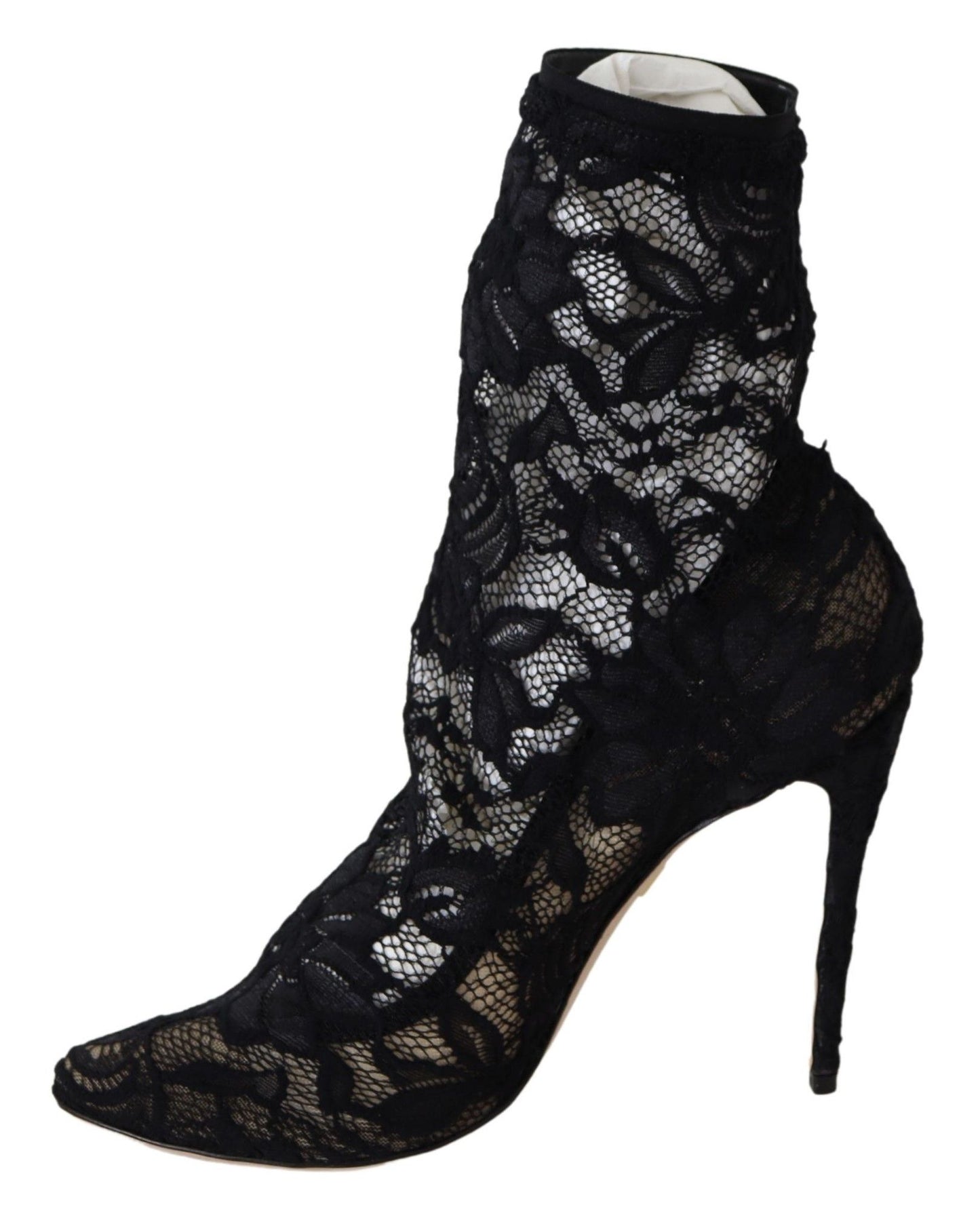 Dolce & Gabbana – Taormina – Stiefel mit hohem Absatz und schwarzer Spitze