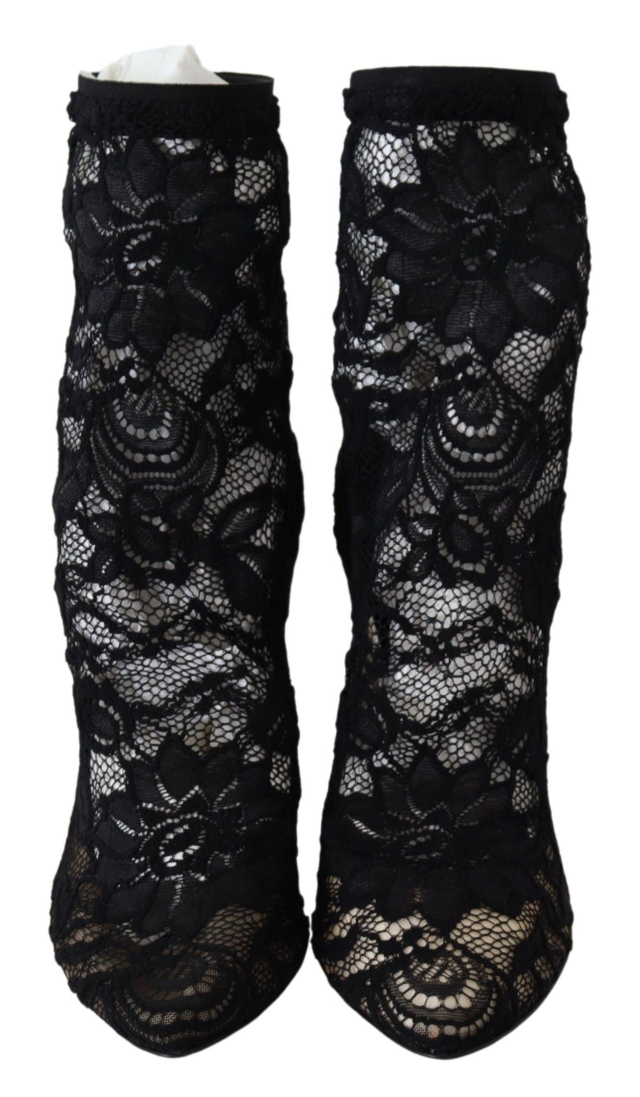 Dolce & Gabbana – Taormina – Stiefel mit hohem Absatz und schwarzer Spitze