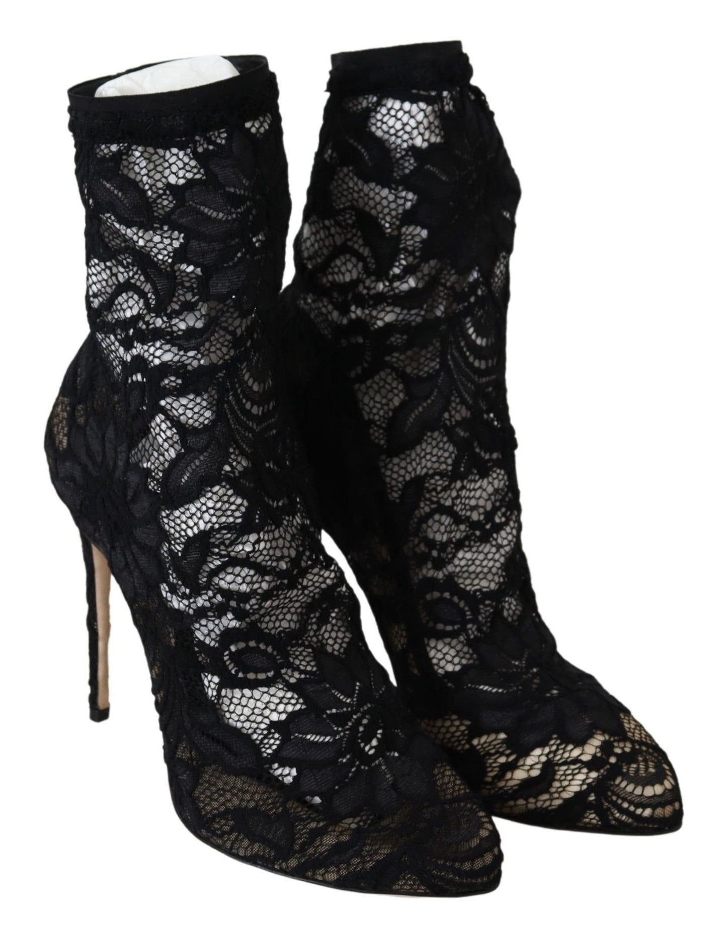 Dolce & Gabbana – Taormina – Stiefel mit hohem Absatz und schwarzer Spitze
