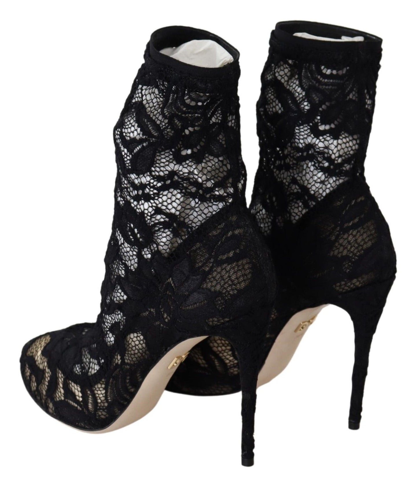Dolce & Gabbana – Taormina – Stiefel mit hohem Absatz und schwarzer Spitze