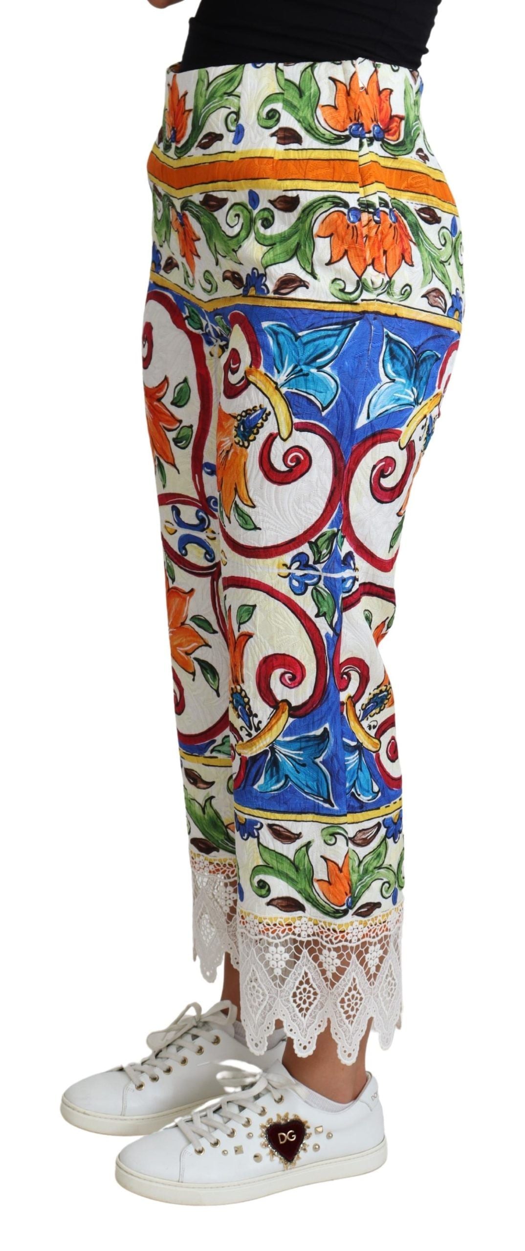 Dolce & Gabbana – Baumwollhose mit mehrfarbigem Majolika-Print