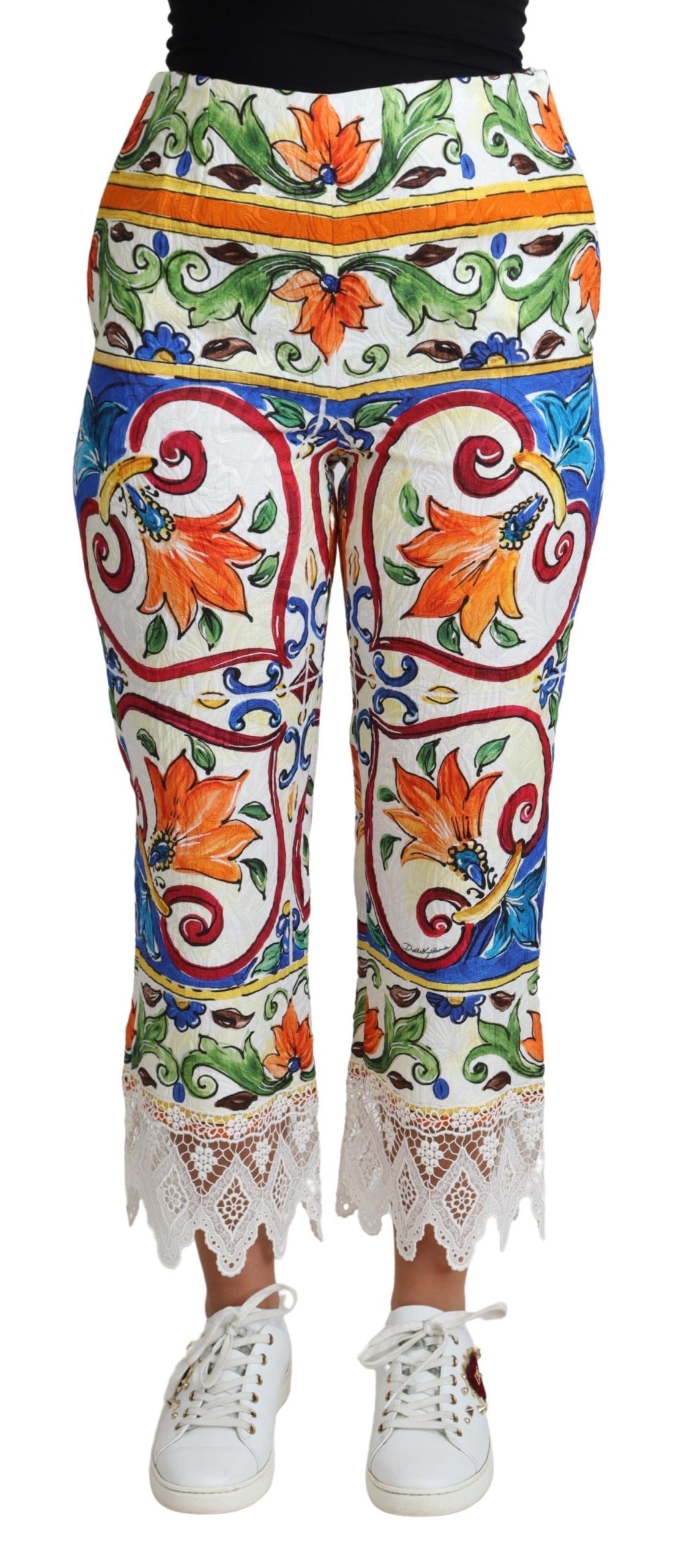 Dolce & Gabbana – Baumwollhose mit mehrfarbigem Majolika-Print