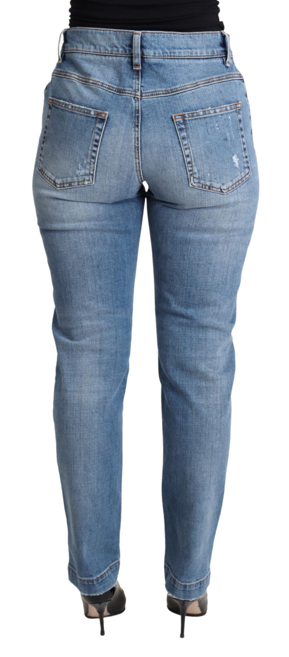 Dolce & Gabbana – Blaue, zerfetzte Skinny-Jeans aus Baumwollmischung