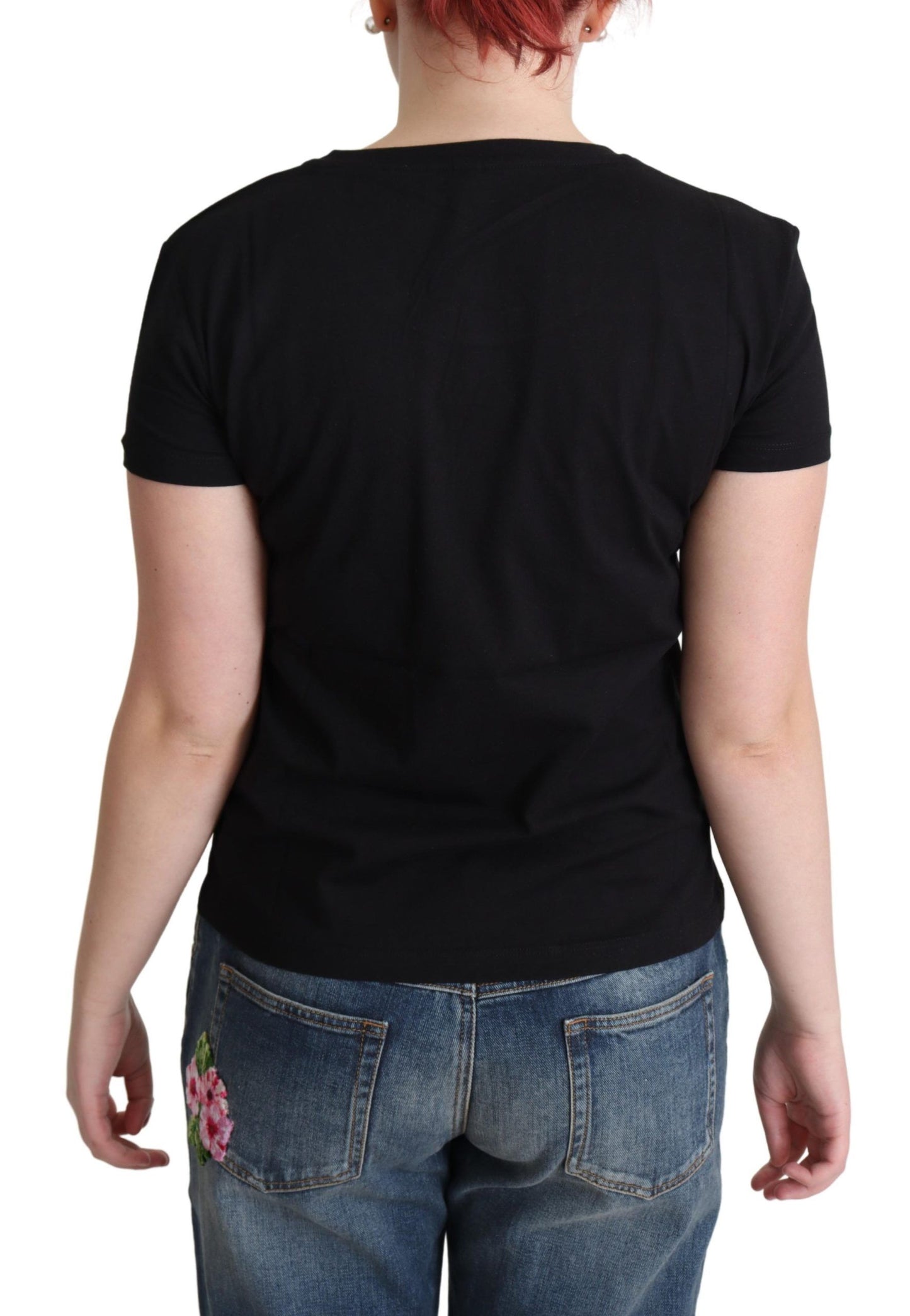 Moschino – Schwarzes T-Shirt aus Baumwolle mit „Come Play 4 Us“-Aufdruck