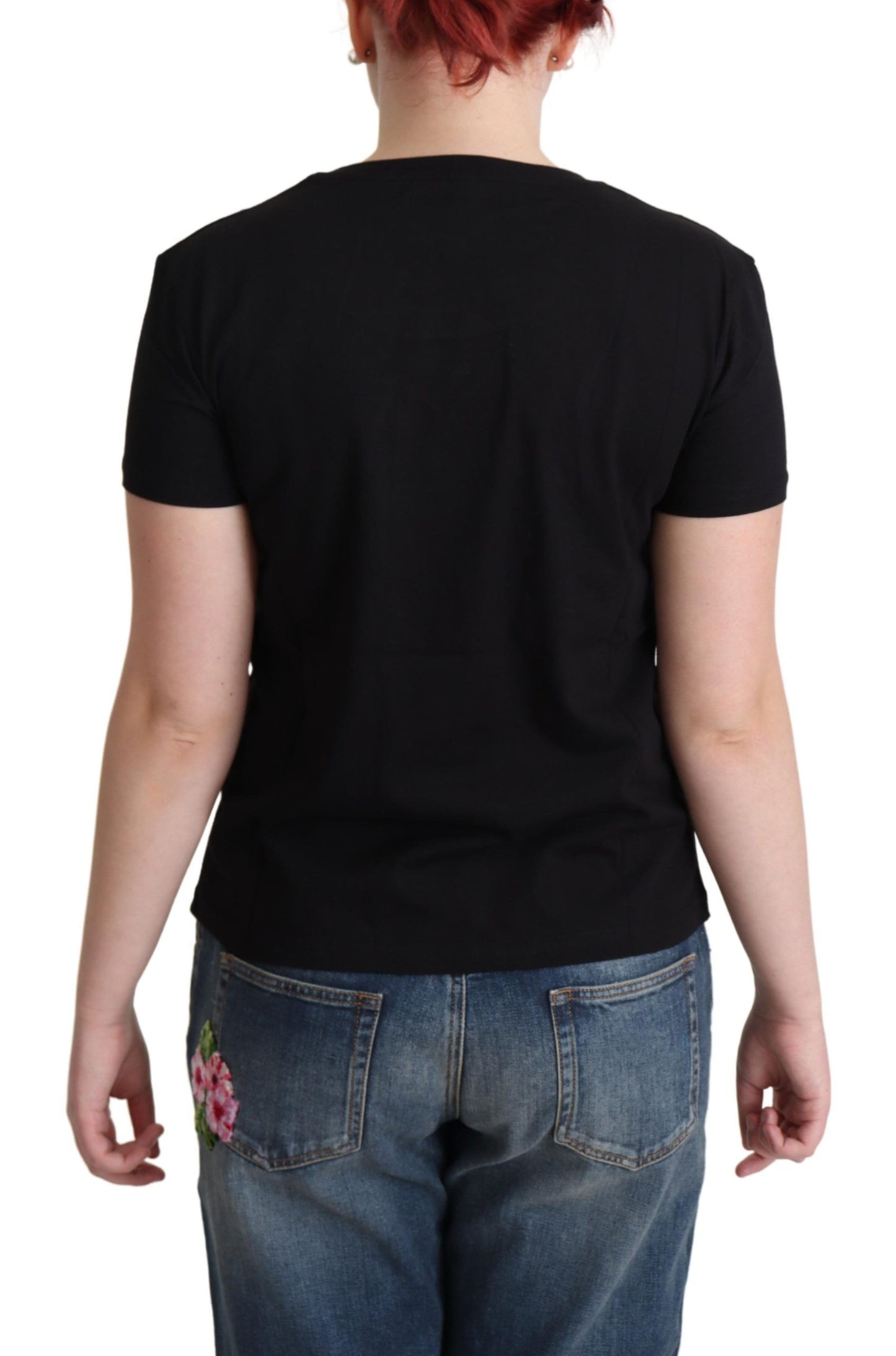 Moschino – Schwarzes Baumwoll-T-Shirt mit Sunny Milano-Print