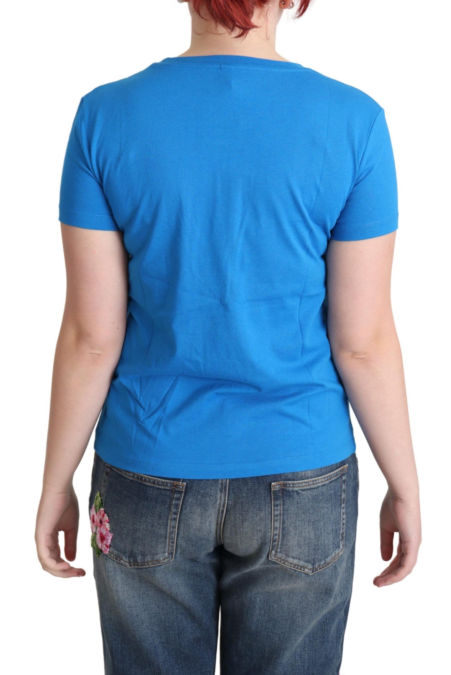 Moschino – Blaue Oberteile aus Baumwolle mit Alphabet-Buchstaben-Print