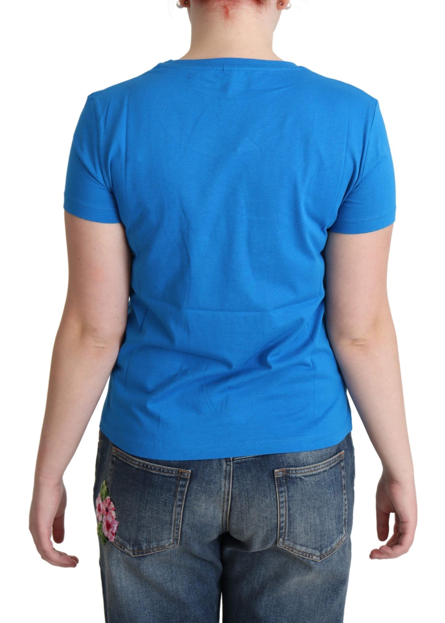 Moschino – T-Shirt aus Baumwolle mit „Come Play 4 Us“-Print, Blau