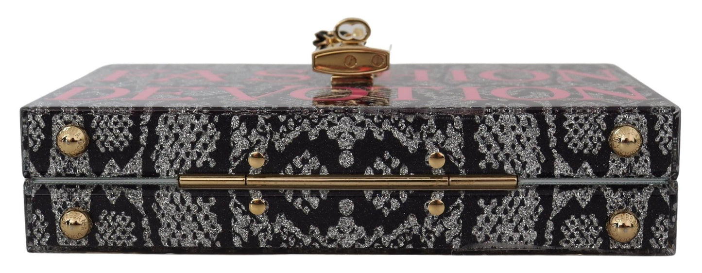 Dolce & Gabbana Graue Fashion Devotion Clutch Plexi SICILY BOX Geldbörse
