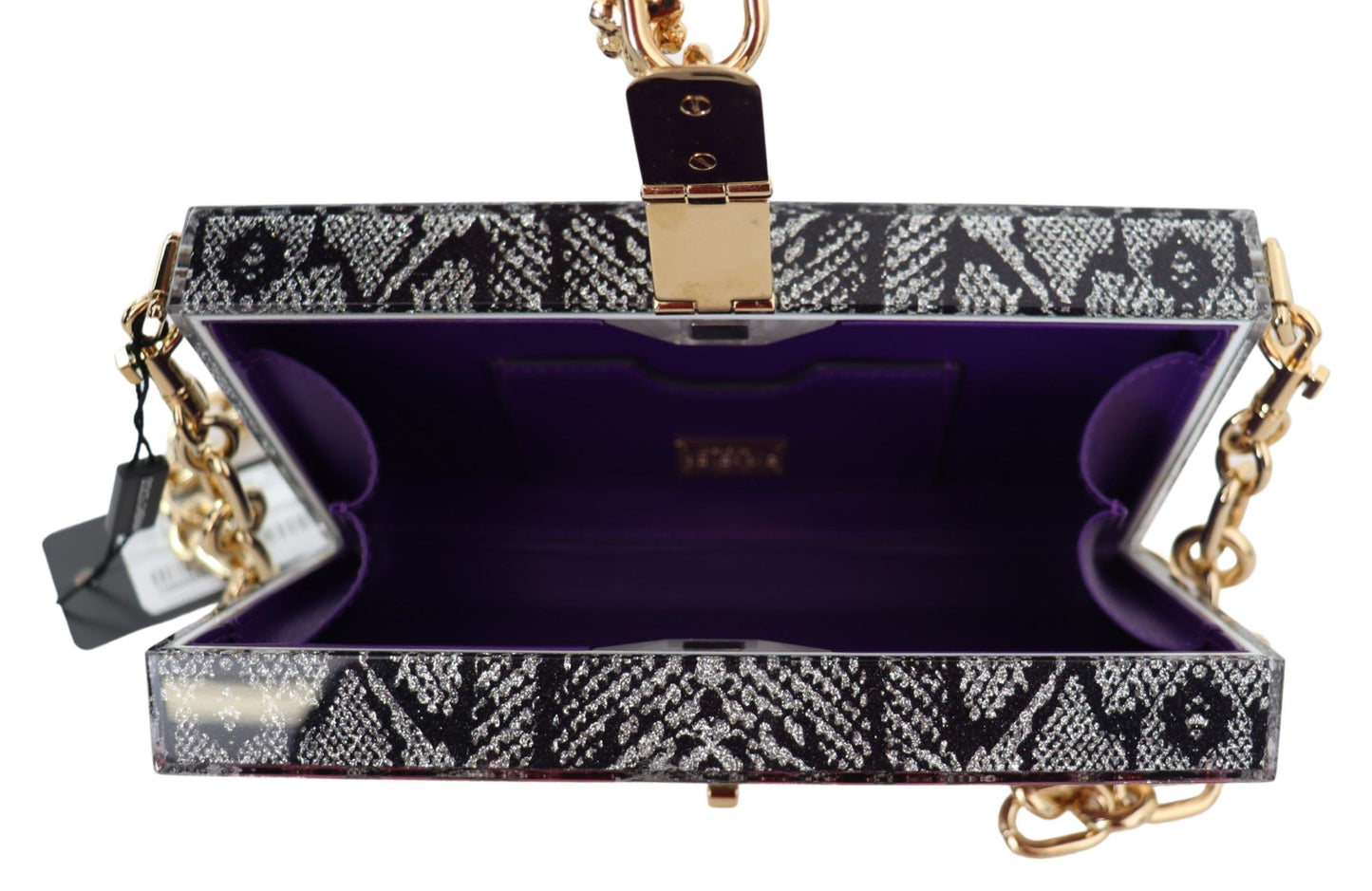 Dolce & Gabbana Graue Fashion Devotion Clutch Plexi SICILY BOX Geldbörse