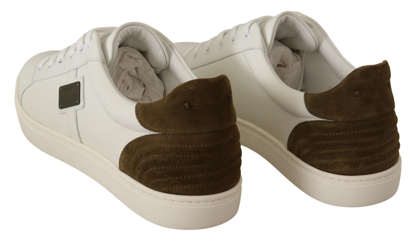 Dolce & Gabbana Weiße Wildleder Herren Low Tops Sneakers